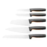Fiskars Functional Form knivsæt med 5 knive og sorte SoftGrip-håndtag