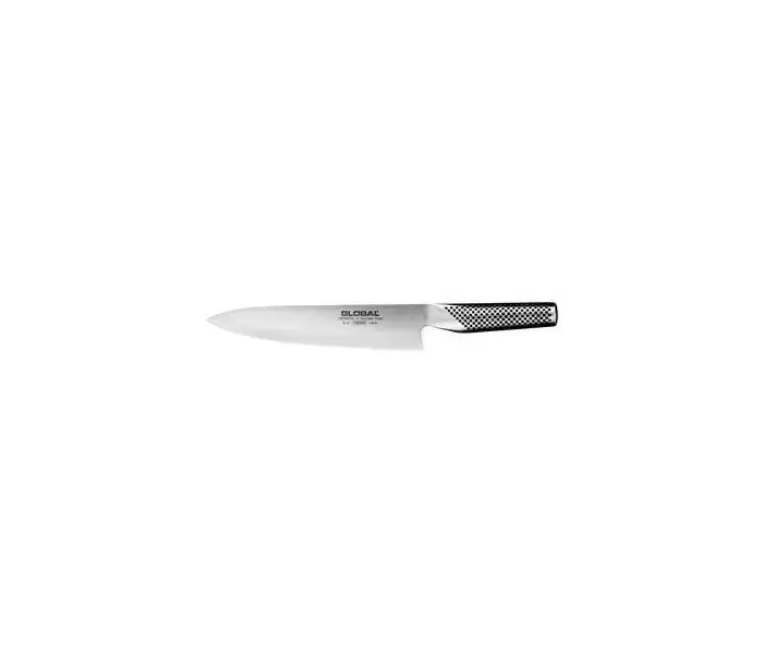 Global G-2 chefkniv på 20 cm i Cromova 18-stål med det klassiske dimplede stålskæfte
