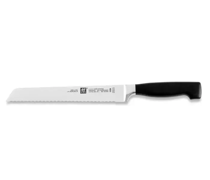 Zwilling Four Star Brødkniv på 20 cm i rustfrit stål med savtakket æg