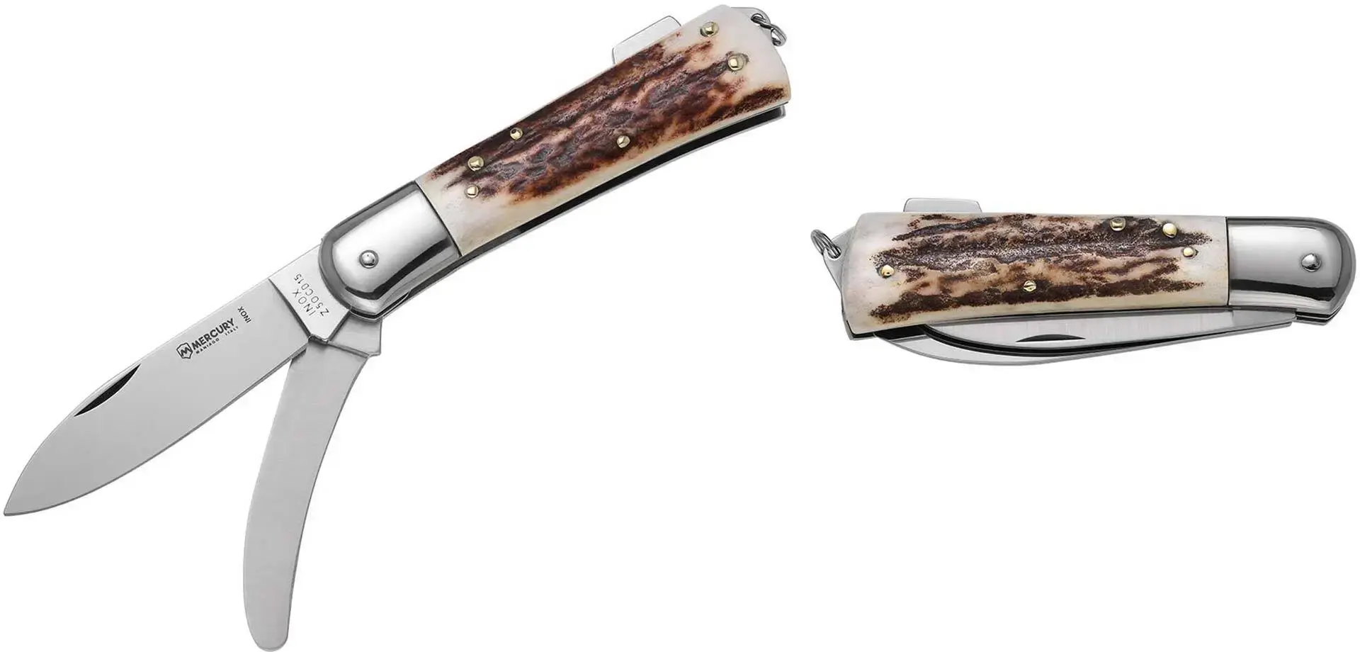 Mercury jagtkniv 2-delt sæt med fast kniv og opbrækker i skede